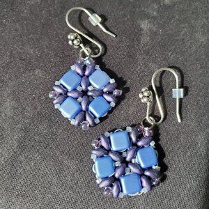 Handmade Purple Beaded Earrings